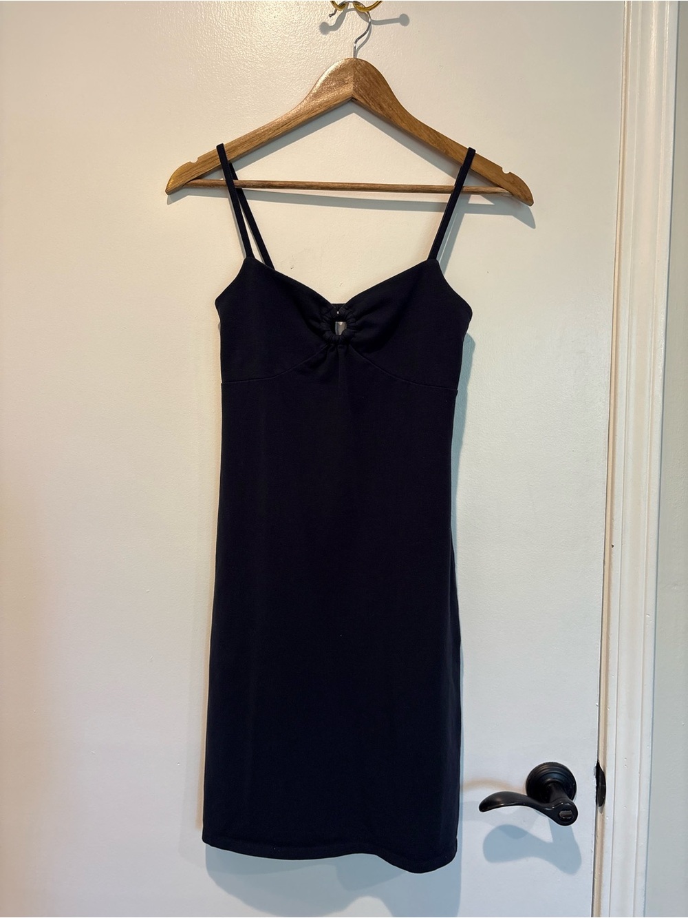 Classic Ann Taylor Loft Navy Spaghetti-Strap Cotton Bodycon Dress Petite XS